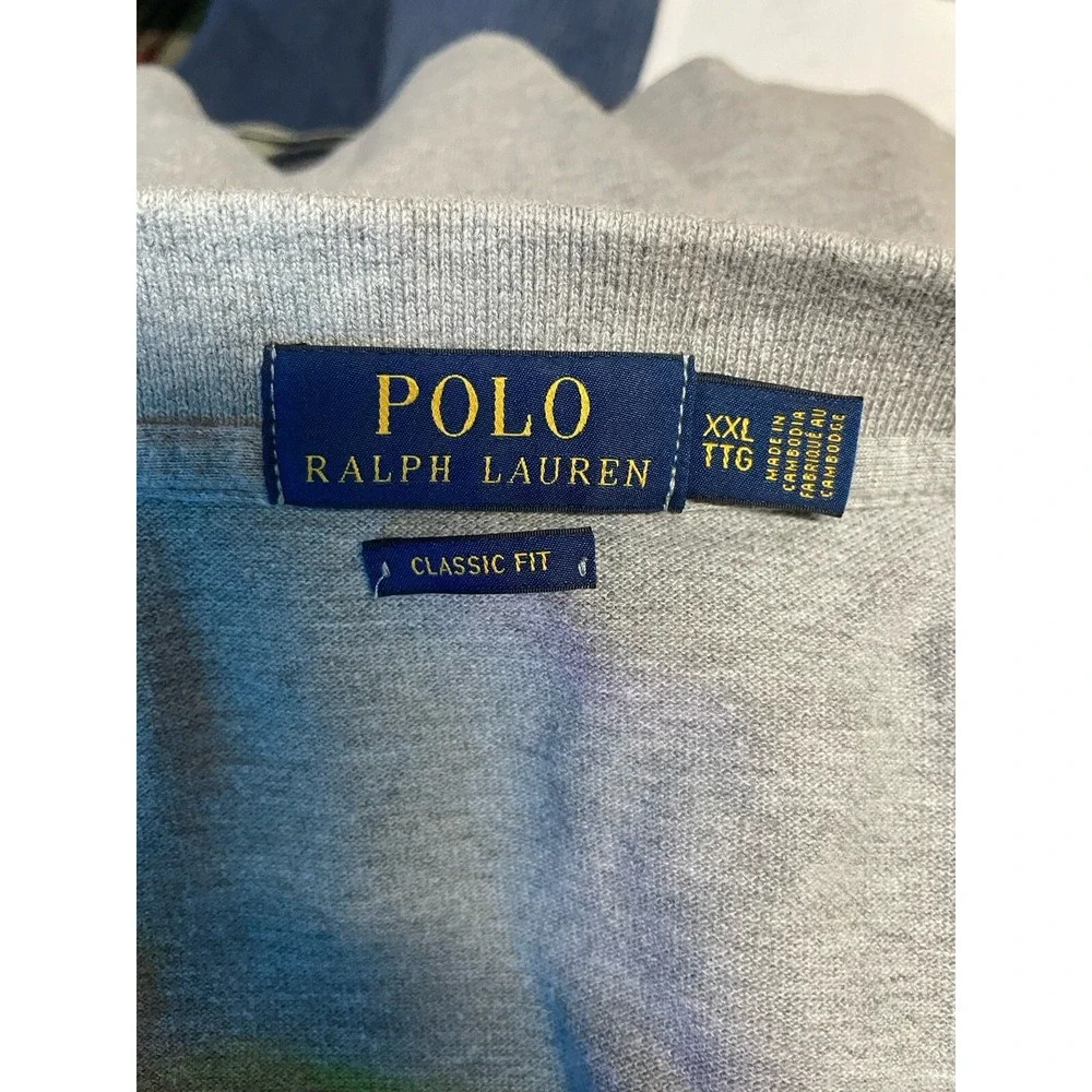 Polo Ralph Lauren Long Sleeve  Polo Shirt Grey Mens 2XL‎ XXL